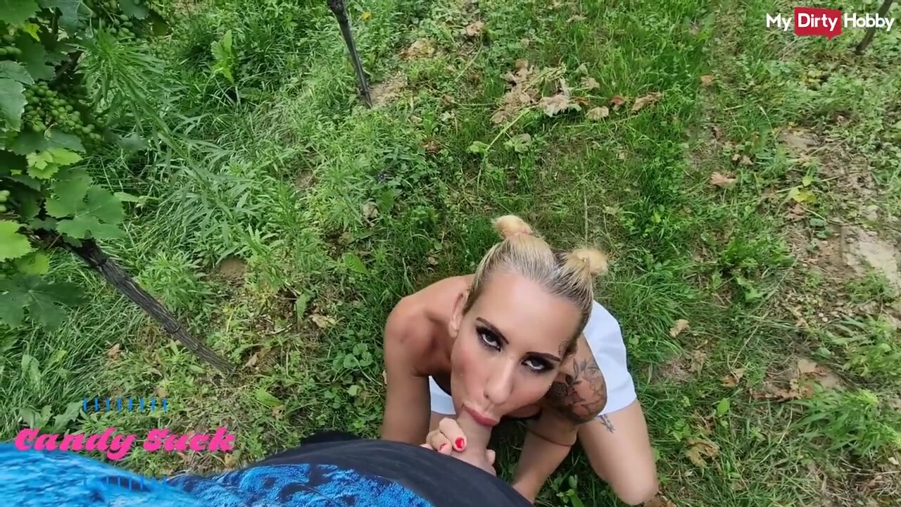 Candy szopogatja és megdugja a bazinagy fazsat a szőlősben