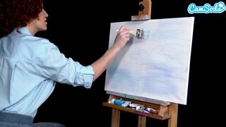 Ryan Keely bob ross cosplayban festés óráján megvadul a gigászi kannás milf